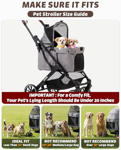 HITTITE Pet Stroller with Weatherproof Cover, All-Terrain 4-Wheel Cat & Dog Stroller with Adjustable Canopy, Foldable Dog Strollers with Storage Basket for Small to Medium Dogs Up to 55 lbs.