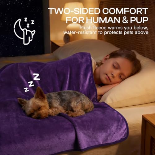 Luciphia Waterproof Pet Blanket, Washable Reversible Sherpa Fleece Throw