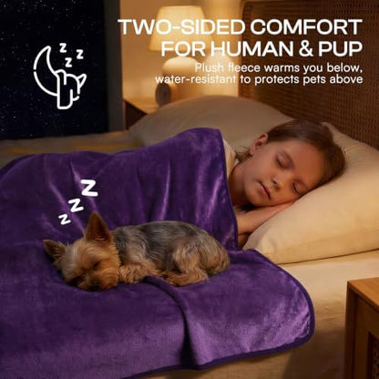 Luciphia Waterproof Pet Blanket, Washable Reversible Sherpa Fleece Throw