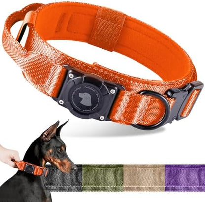 2026 Upgrade Waterproof Tactical AirTag Dog Collar, Built in AirTag Holder