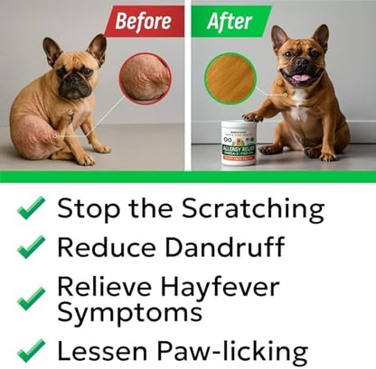 Dog Allergy Relief Chews - Skin Health & Anti-Itch Supplement with Omega-3