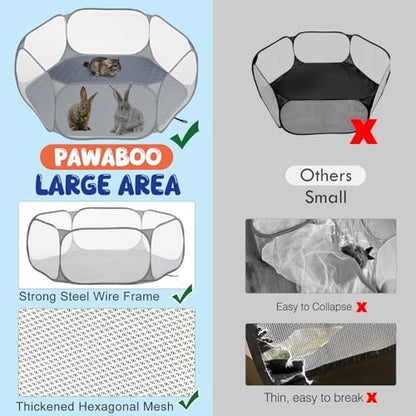 Pawaboo Small Animals Playpen with Pad, Gray+Gray
