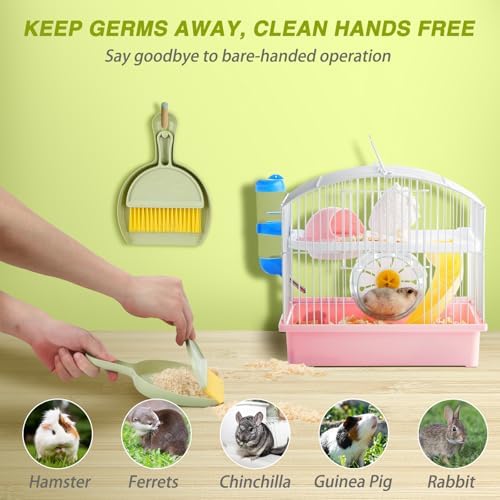 RYPET Mini Dustpan and Brush Set, Small Pet Cage Cleaner(Green)