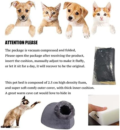 Cat Small Dog Cosy Bed Pets Igloo Bed Hideout Cave, Cushion Washable