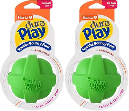Hartz DuraPlay Bacon Scented Dog Toys, Large 1 Count, Colors May Vary (Pack of 2)