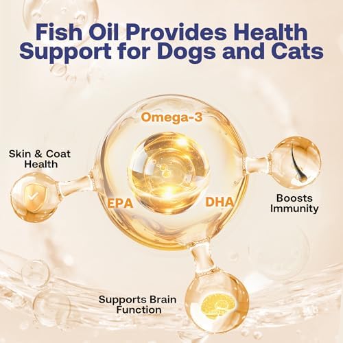 Wild Alaskan Salmon Oil for Dogs & Cats (16oz), Fish Oil Omega 3 Supplements with EPA & DHA for Skin & Coat, Immune, Brain, Joint and Heart Health, Dog & Cat Fish Oil Supplements with Pump