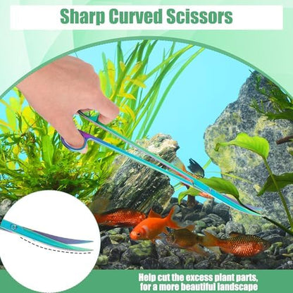 Aquarium Aquascape Tools Kit, 4 Pcs Stainless Steel Aquascaping Set