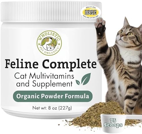 Organic Cat Vitamins, 8 oz, 75 Scoops, Essential Nutrients for Cats