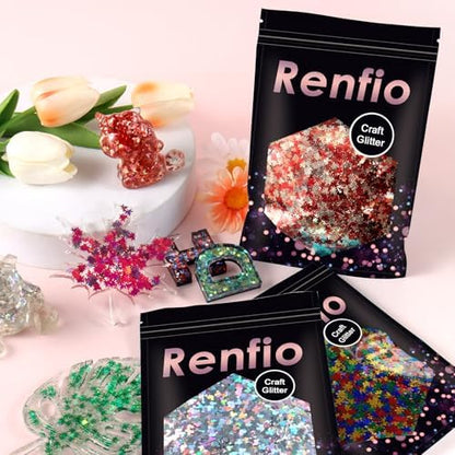 Renfio 1.75 Oz 50g Four Leaf Clover Confetti Glitter for Resin