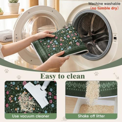 Bienbee Cat Litter Mat, 2 Pack 33" x 22" Machine Washable for Litter Boxes