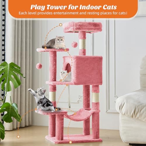 DUMOS 44 Inch Cat Tree Tower with Natural Sisal Scratching Posts