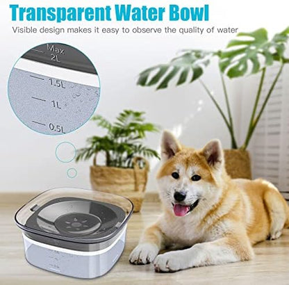 UPSKY 70oz Dog Water Bowl, No Spill Slow Drinking Feeder for Messy Drinker