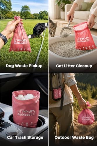 0.8 Mil Thick 105 Count Dog Poop Waste Bags,Home Compostable Pink
