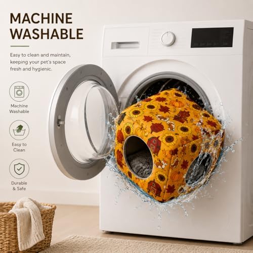 Guinea Pig Hideout House with Removable Cushion, Washable Small Animal Cube Bed, Cozy Bunny Hideaway for Guinea Pigs, Chinchillas, Hedgehogs, Hamsters & Dwarf Rabbits
