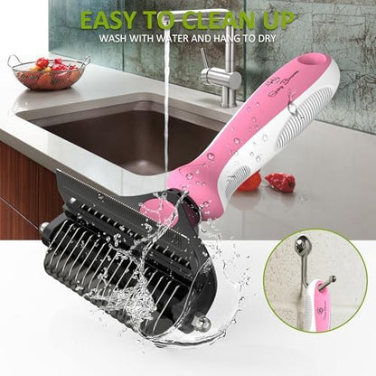 Spring Blossoms-2 in 1 Professional Grooming Rake for Cats & Dogs-Dematting Comb for Easy Mats & Tangles Removing,Pet Brush Safe No More Nasty Shedding and Flying Hair (Purple)