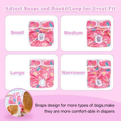 Pet Soft Female Dog Diapers, 3 Pack Washable Dog Diapers Female for Dogs in Heat Reusable Dogs Period Panties, Puppy Diapers (Food, XS)