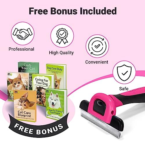 MIU COLOR Pet Grooming Brush, Deshedding Tool for Dogs & Cats, Hot Pink