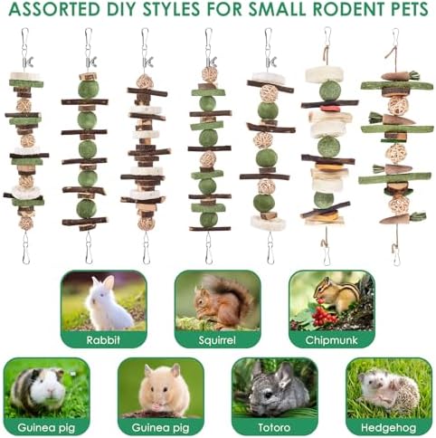 KATUMO Rabbit Chew Toys, 134 PCS DIY Hamster Chew Toys Kit Bunny Teeth Care Molar Ideal for Rabbit, Guinea Pig, Chinchilla, Hamster, Squirrel, Gerbils Etc Small Rodent Pets' Teeth Grinding
