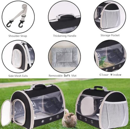 Bearded Dragon Travel Carrier Backpack,Lizard Backpack Carrier,Space Capsule Clear Bubble Window Astronaut Reptile Carrier Backpack for Guinea Pig,Sugar Glider,Bunny (Green, TPU Carrier+MAT)