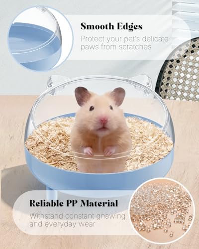 Pawfly Hamster Sand Bath Container, Hamster Sand Bath Box, Hamster Bathtub, Hamster Bathroom, Hamster Toilet, Plastic Dust Bath for Dwarf Hamsters, Syrian Hamsters, Mice, Gerbils & Small Animal, Blue