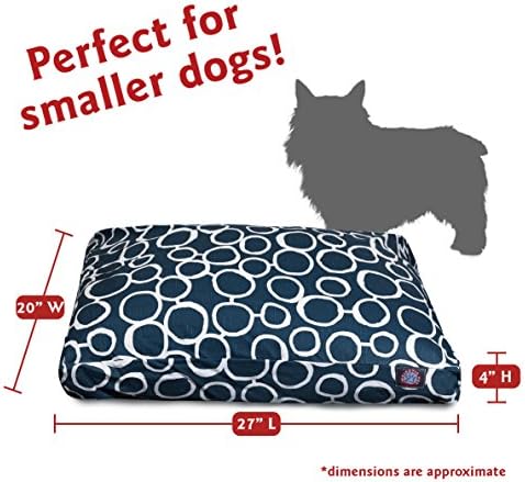 Majestic Pet Rectangular Dog Bed, Small, 27x20x4 in, Washable, Navy Blue
