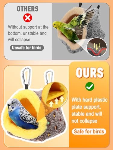 MEWTOGO Small Winter Warm Bird Nest House with Support Board for Cage