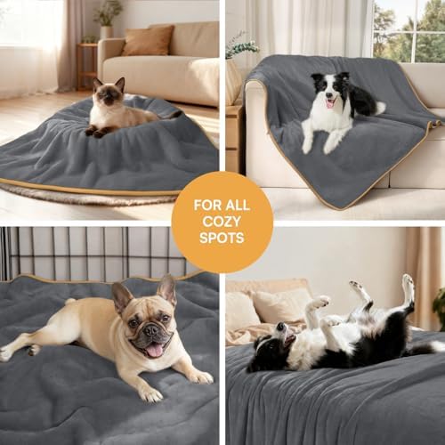 Luciphia Waterproof Blanket for Large Dog, Reversible Sherpa Couch Cover