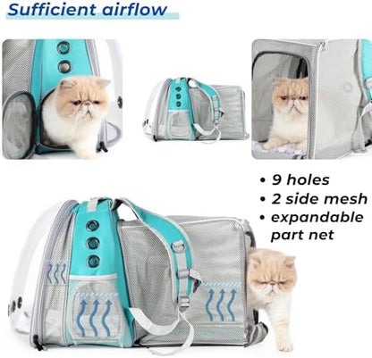 Lollimeow Cat Carrier Backpack, Expandable Bubble Pet Carrier for Cats and Small Dogs, Airline Approved Travel Backpack for Hiking, Walking & Outdoor Adventures - Supports up to 14 lbs