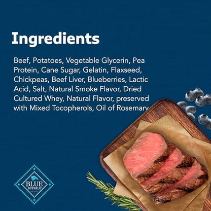 Blue Buffalo Stix Natural Soft Moist Dog Treats Togo Beef Recipe, 1oz Bags, (Pack of 36)