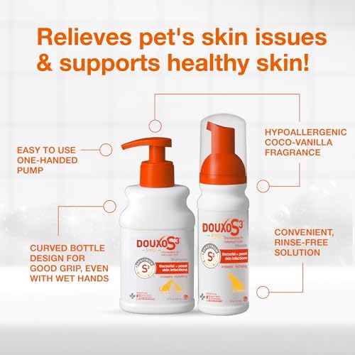 Douxo S3 PYO Chlorhexidine Shampoo (6.7 oz) & Mousse (5 fl oz) for Dogs