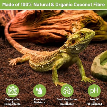 Riare 1 Pack Natural Coconut Fiber Substrate, Coco Coir Reptile Bedding