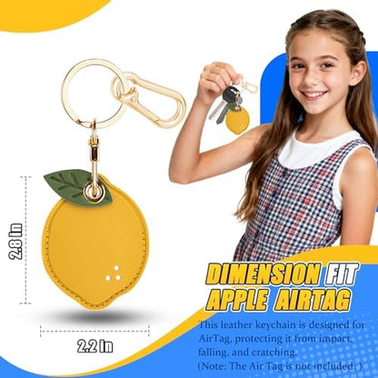 Leather Keychain Holder Case for AirTag, Cute Protective Cover for Apple Airtag KeyChain, GPS Tracker Item Finder