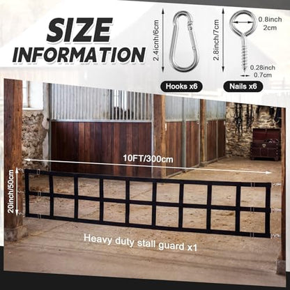 Zonon 10' x 20'' Adjustable Polyester Stall Guards for Horses, Black