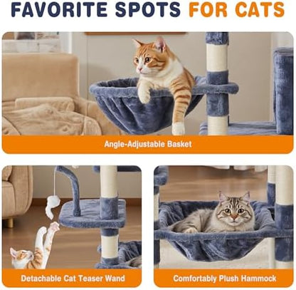 Sweetcrispy 71 Inch Cat Tree Tower with Natural Sisal Scratching Post