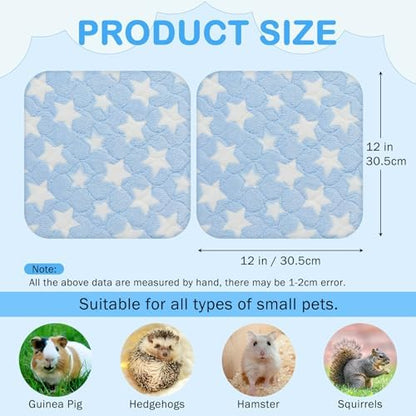 Homimp 2 Pack Guinea Pig Bed, Waterproof Reusable Small Animal Bed,Super Absorbent Pee Pad Mat for Rabbit Bunny Hamster Rat Hedgehog Chinchilla,Washable Fleece Cage Liners 12"x12"