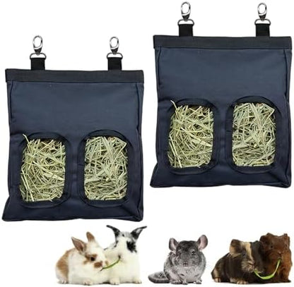 RIOUSSI Guinea Pig Hay Feeder, Hanging Rabbit Hay Feeder Bag. PureBlack,2Ct