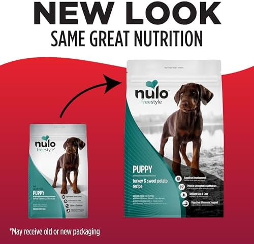 Nulo Freestyle Puppy Food - Turkey & Sweet Potato, Grain Free Dog Food Dry for Puppies, Natural, High Protein Kibble with Probiotics, DHA & Omega 3 Fatty Acids for Small and Medium Breeds, 26lb Bag