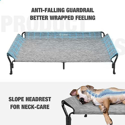 Veehoo Cooling Elevated Dog Bed, Raised Dog Cot with Guardrail & Headrest