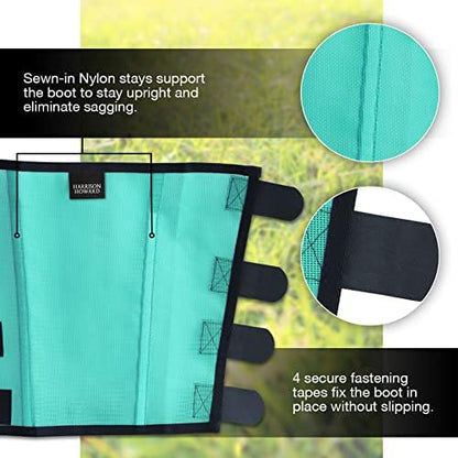 Harrison Howard Loose Fitting Fly Boots UV-Protective Extra Tough Mesh Ventilated Four Fasteners Stay-on Design Protect Horse Legs & Stomp-Reducing Set of 4 Mint Yearling