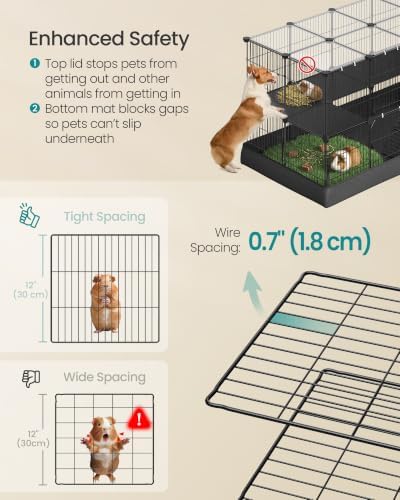 SONGMICS Pet Playpen, 2-Tier Steel Pen with Roof
