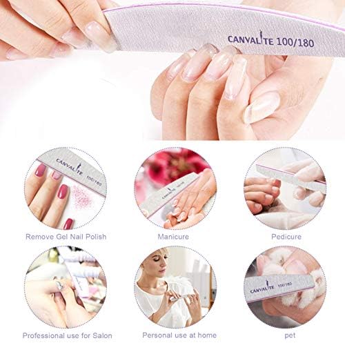 Canvalite 25 PCS Nail File Professional Nail Files Reusable Double Sided Emery Board(100/180 Grit) Nail Styling Tools for Home and Salon Use