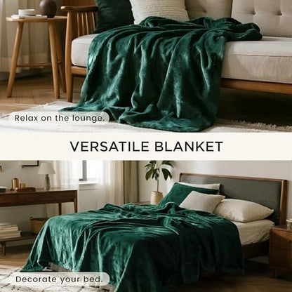 gogobunny Waterproof Bed Blanket, Reversible Sherpa Fleece Throw Blanket for Dog Puppy Cat, Furniture Cover Protects Bed Couch Sofa from Liquid Pee and Pet Fur (Forest Green, 90x108 inches)