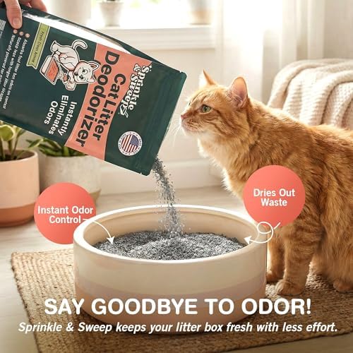 Sprinkle & Sweep: Litter Box Deodorizer - 2 Pack, 8oz Bags - Cat & Kitten Home Odor Neutralizer, Ultra-Absorbent Formula, Non-Toxic, Pet Smell Control