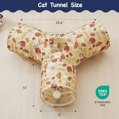 Tempcore Cat Tunnel, 3-Way Collapsible Toy for Indoor Cats, Hedgehog