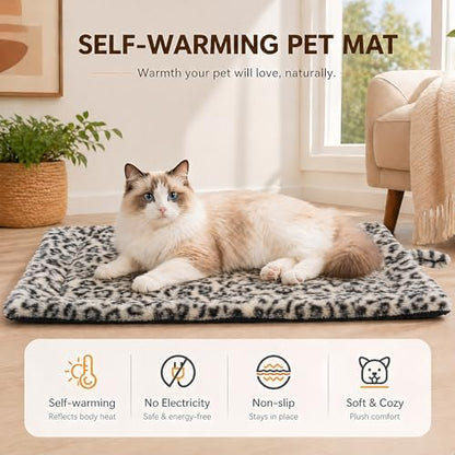 Self Warming Cat Bed, Thick Quiet Non-Electric Mat, 22 x 18 In, Black/White