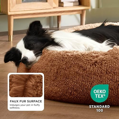Bedsure Calming Dog Beds Large Sized Dog Donut Washable Pet Bed,36in Copper