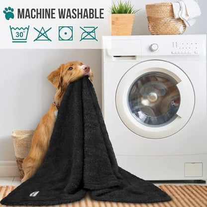 PetAmi Soft Plush Sherpa Dog Blanket for Pet Cat, X-Large 60x80, Black
