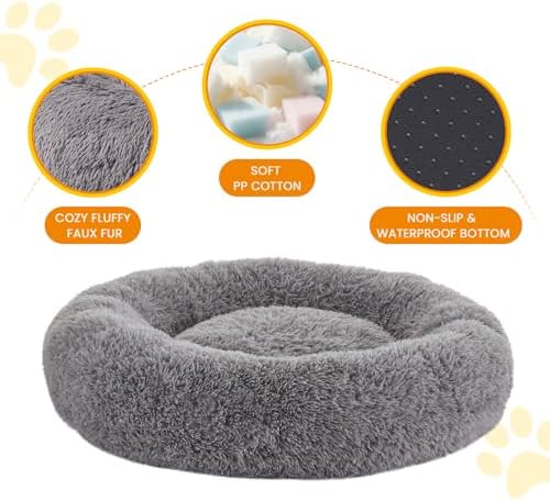 Calming Dog Bed Anti-Anxiety Donut Dog Beds for Small Medium Large Dogs,Washable Plush Fluffy Indoor Cat Kitten Round Cuddler Cushion 45"