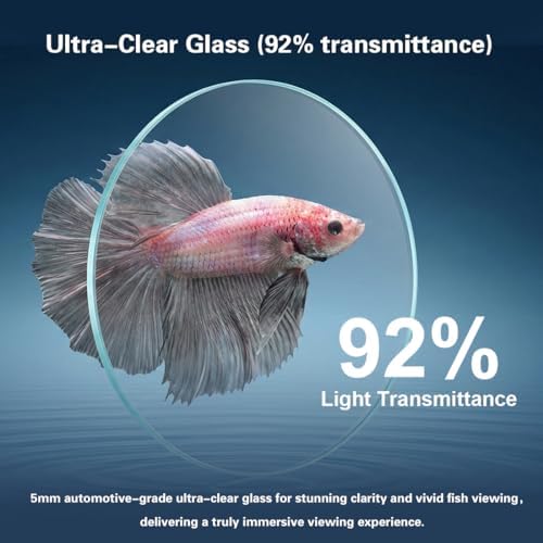 1.8 Gallon Fish Tank with Light,Filter,Lid,Landscape Accessories