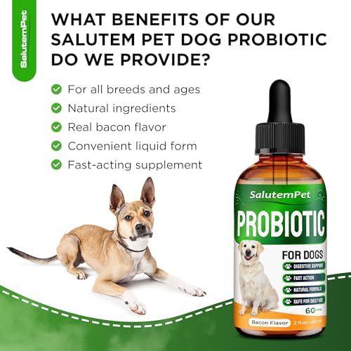 Probiotics for Dogs | Liquid Probiotics for Dogs and Puppies | Prebiotic & Digestive Enzymes | Gut Flora Support and Digestive Care | Bacon Taste | 2 Oz